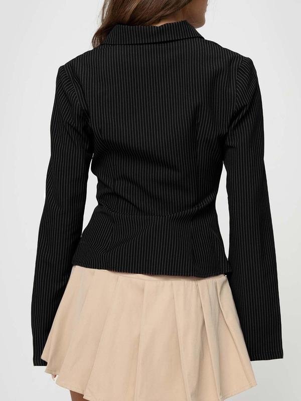 Women's All Over Striped Print Button Front Shirt, Casual Long Sleeve Top for Spring & Fall, Ladies Clothes for Daily Wear