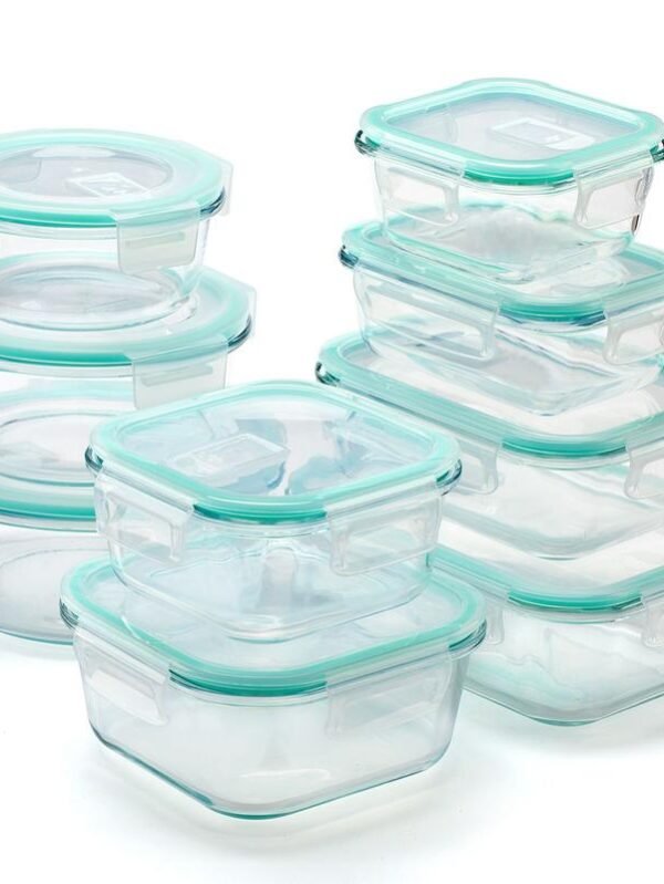 18 Pcs Glass Food Storage Containers Set with Lids, BPA-Free & Leak-Proof, Perfect for Meal Prep, in Rectangle, Round, and Square Shapes